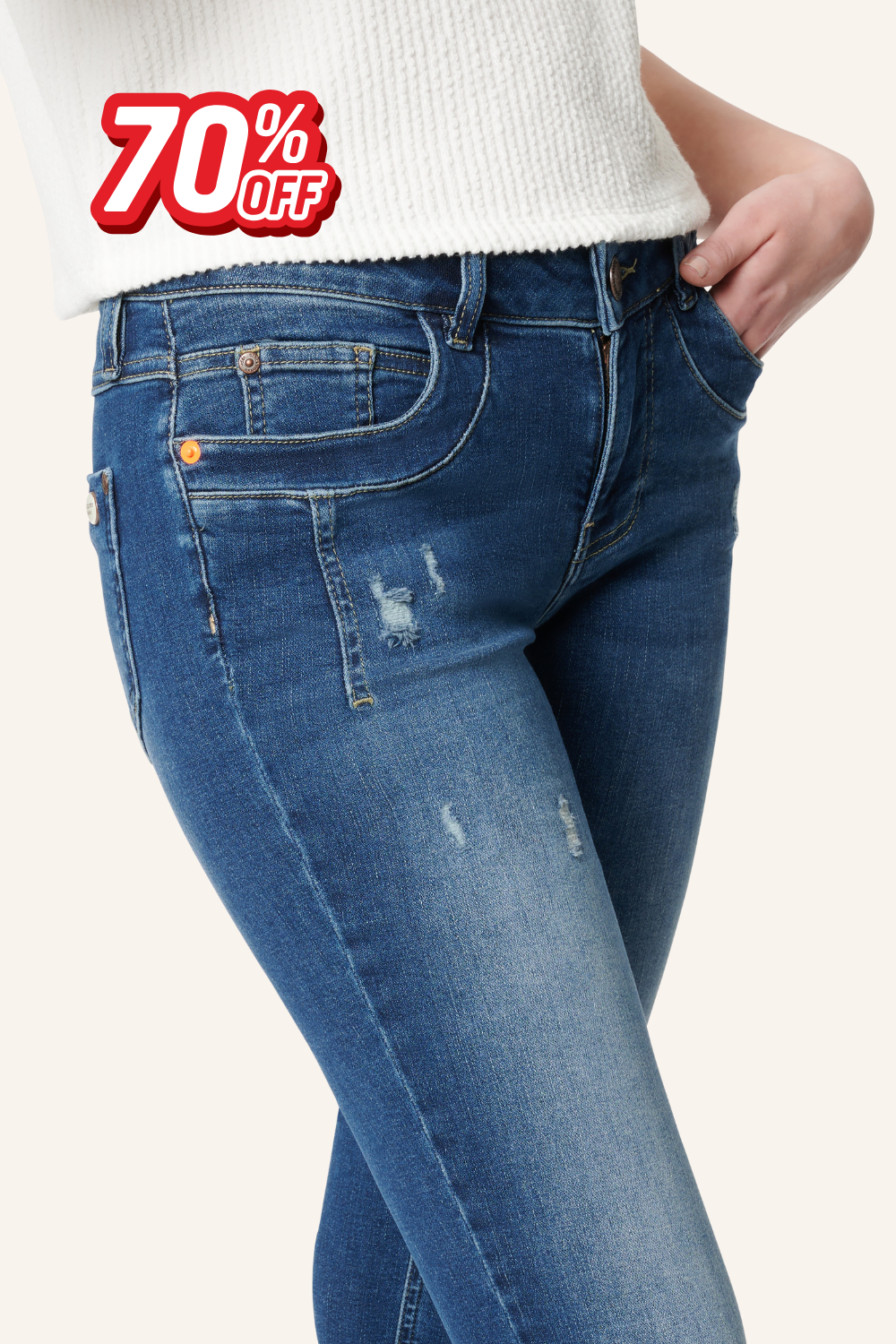 Petra - Jeans Slim Fit – Nahtblau