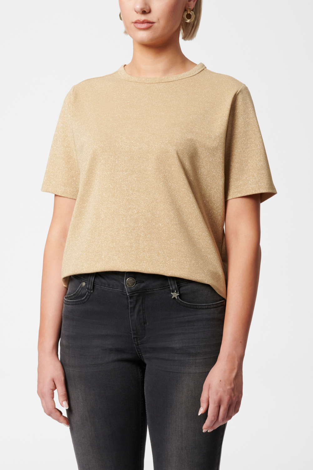 T-Shirt mit Glitzergarn gold