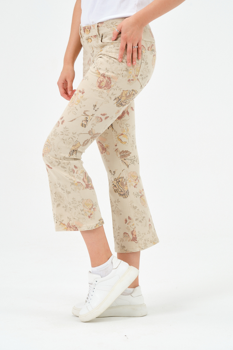 Petra Bea BOOTCUT - Blumenbeige