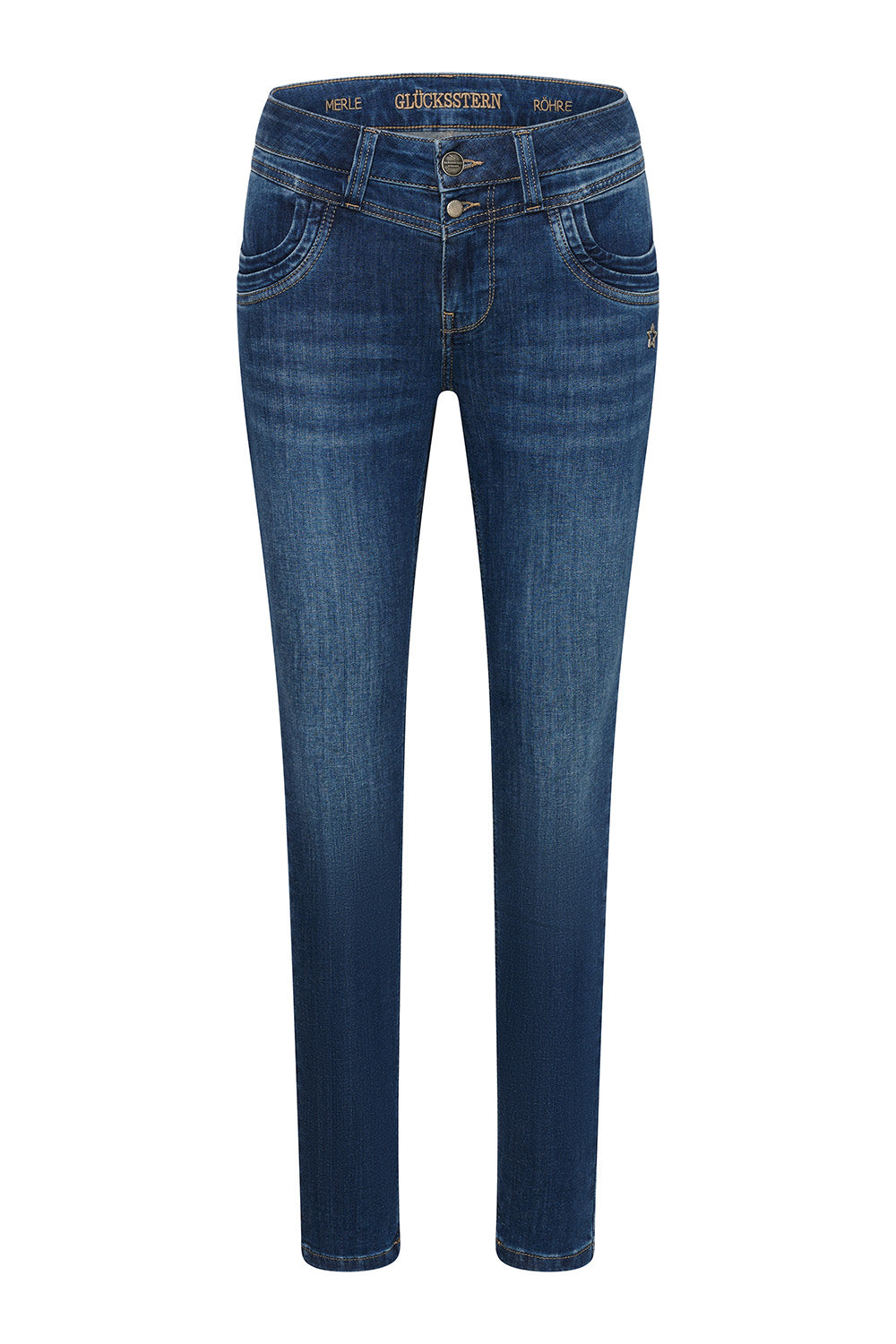 Merle – Slim Fit Jeans in Maronenblau mit mittlerer Leibhöhe