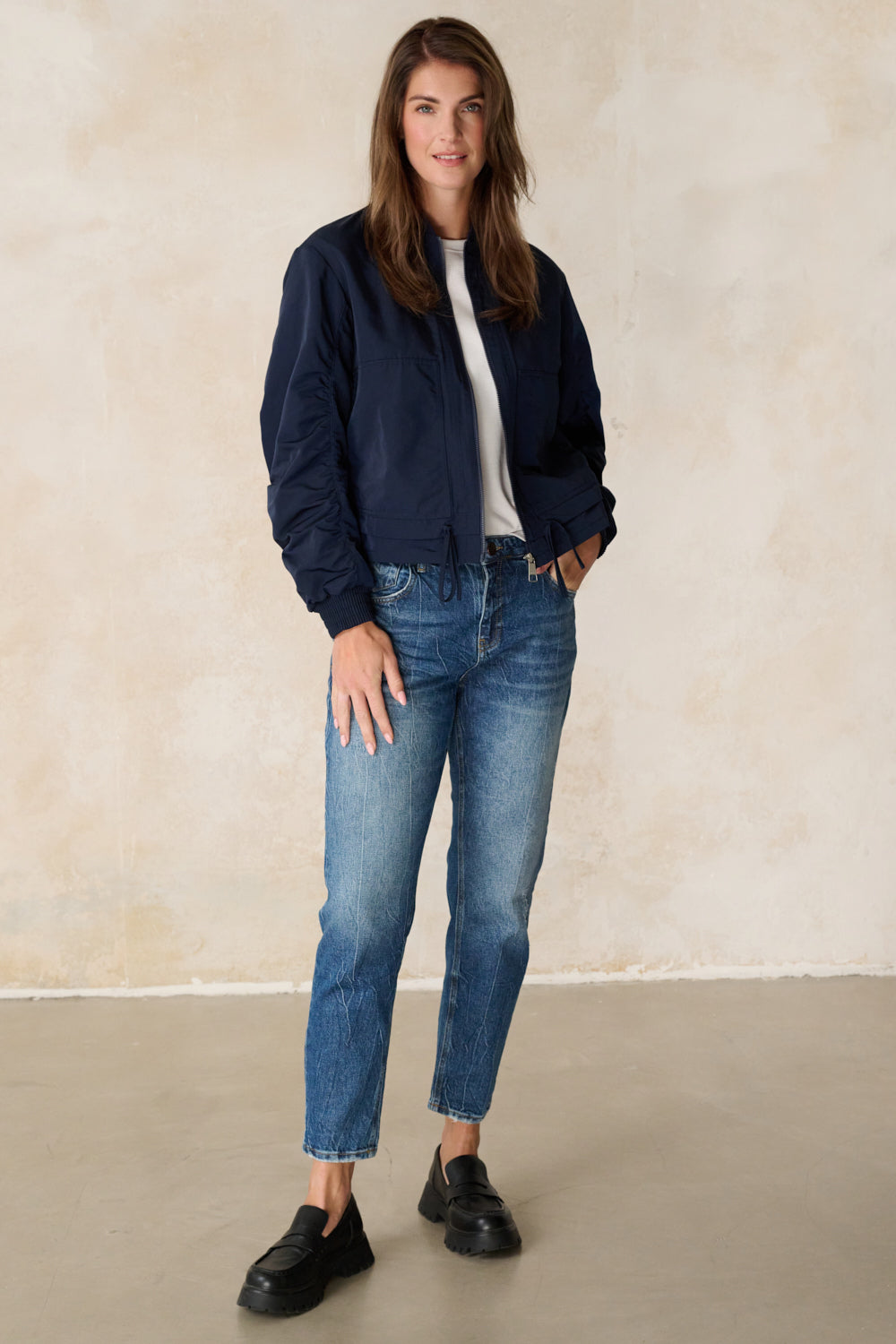 Serena - Boyfriend Jeans in Cadet Blue with a high waist