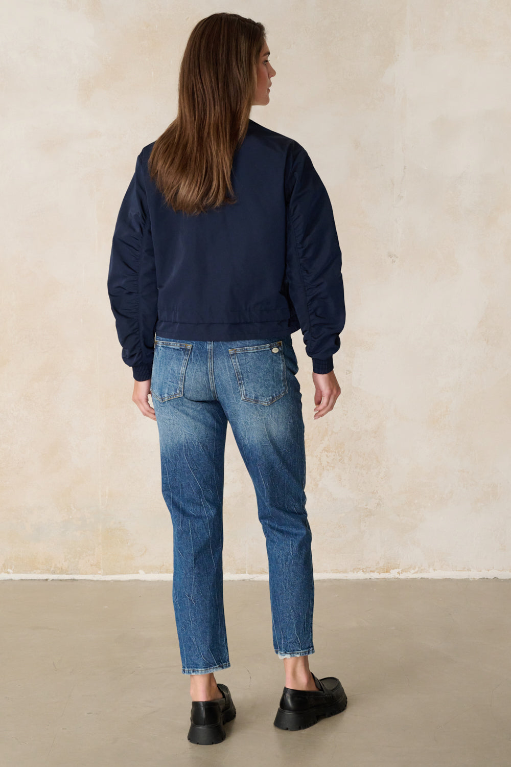 Serena - Boyfriend Jeans in Cadet Blue with a high waist