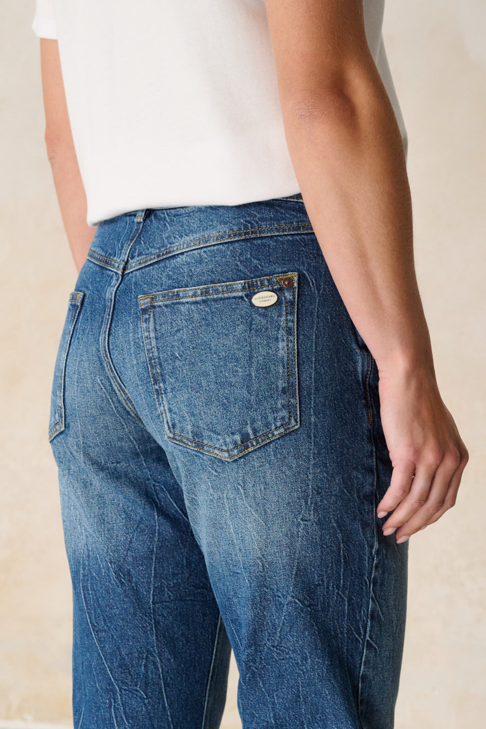 Serena - Boyfriend Jeans in Cadet Blue with a high waist