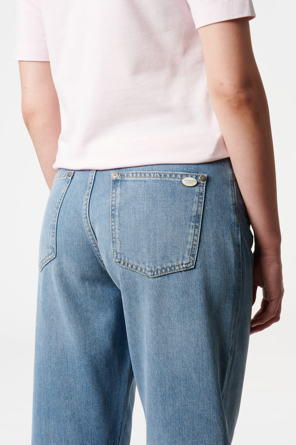 Serena - Boyfriend Hose in Rehblau mit hoher Leibhöhe