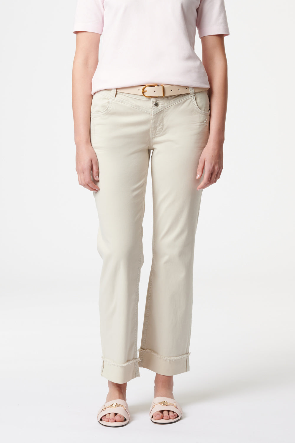 Merle – Straight Leg Hose in Leichtgrau mit mittlerer Leibhöhe