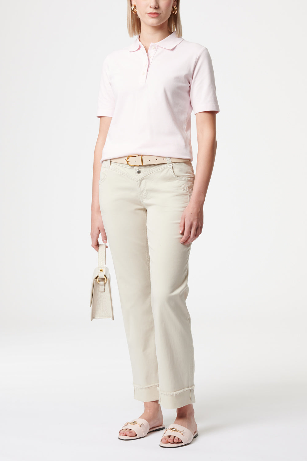 Merle – Straight Leg Hose in Leichtgrau mit mittlerer Leibhöhe