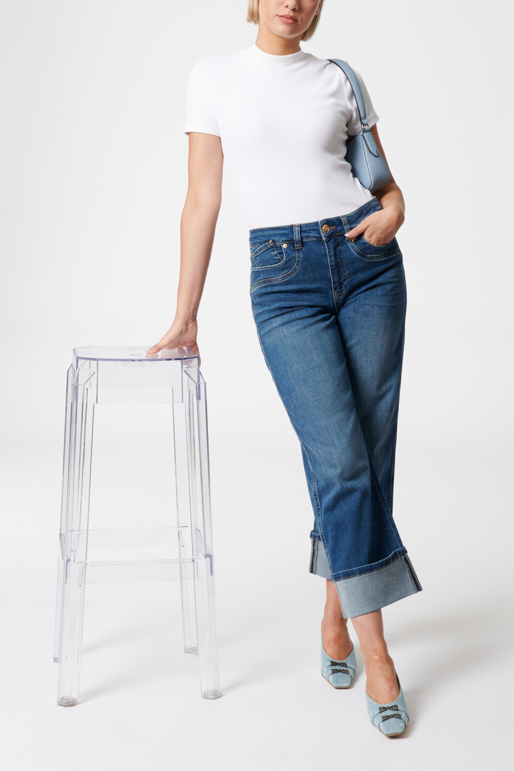 Clara - Jeans Flared – Mittelblau