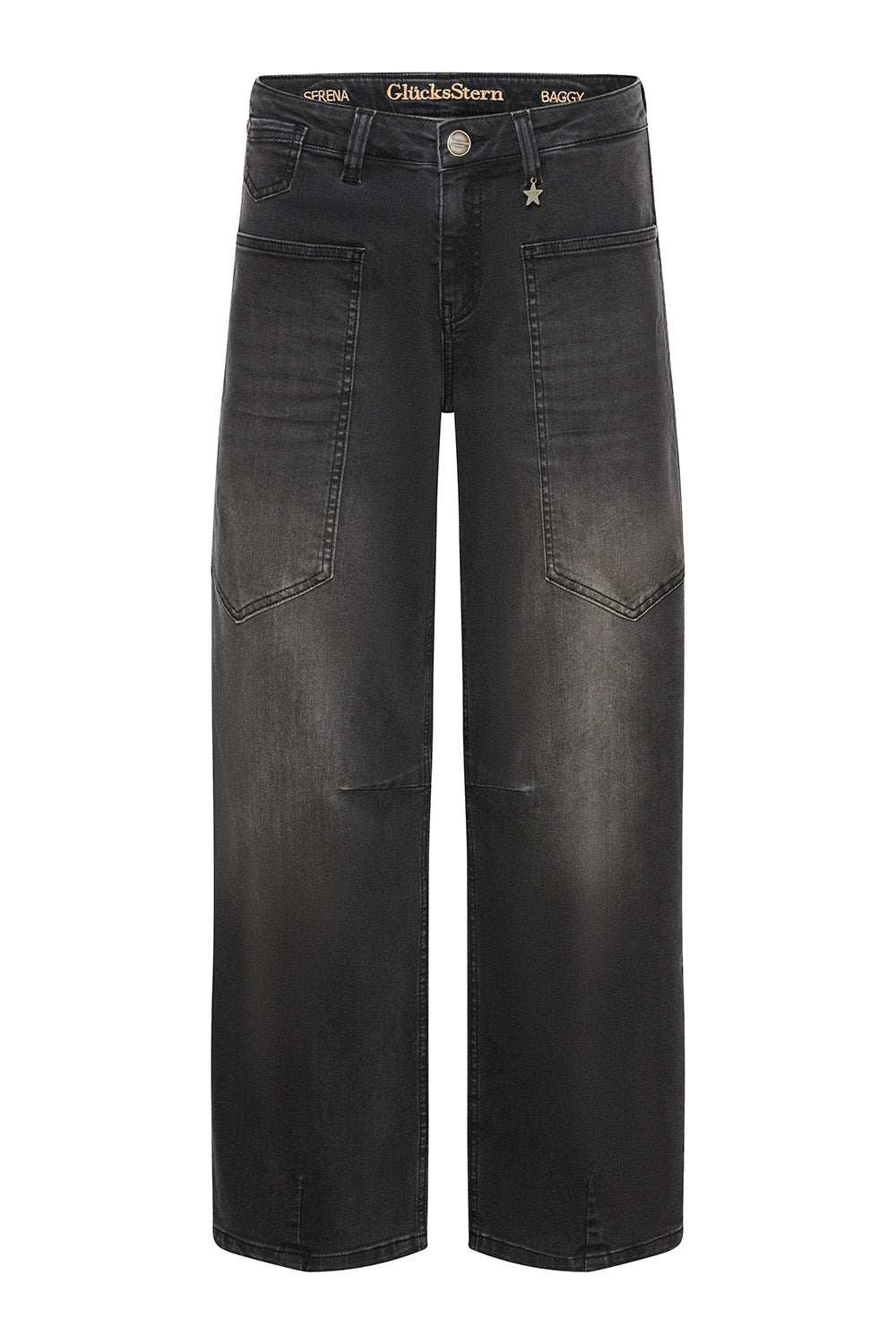 Serena – Barrel Jeans in Modellgrau mit hoher Leibhöhe