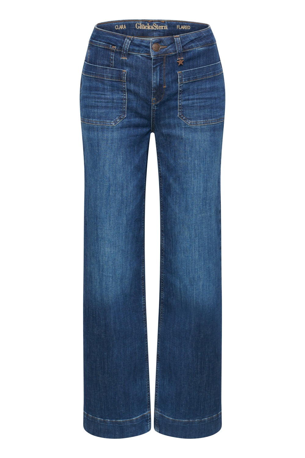 Clara – Flared Jeans in Donaublau 2 mit hoher Leibhöhe
