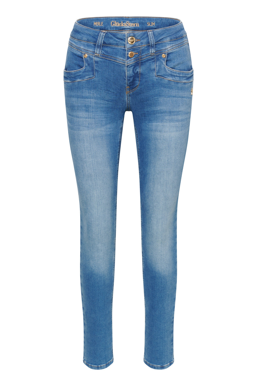 Merle – Slim Fit Jeans in Opalblau mit mittlerer Leibhöhe