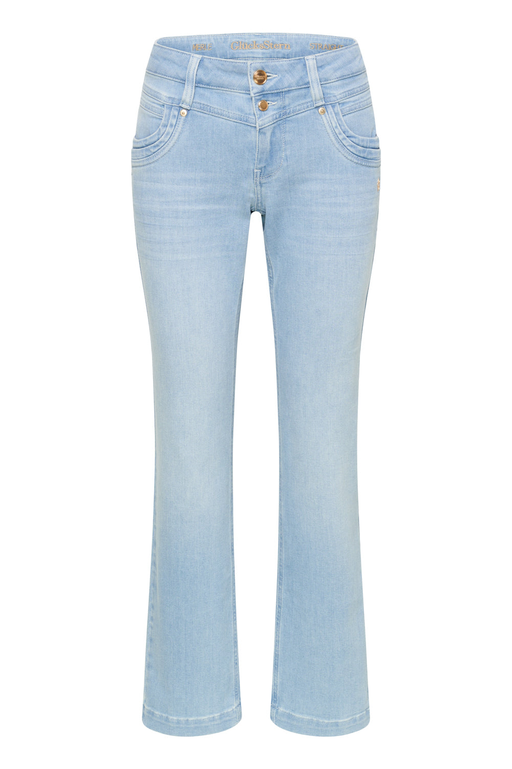 Merle – Straight Leg Jeans in Isarblau mit mittlerer Leibhöhe