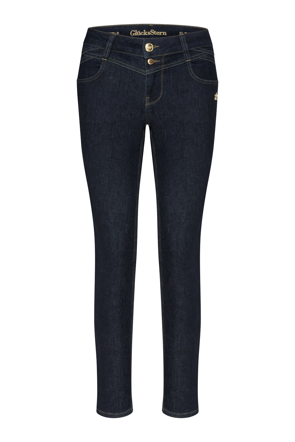 Merle Slim Fit Jeans – Azurite Blue & Soft Denim, Mid-Rise