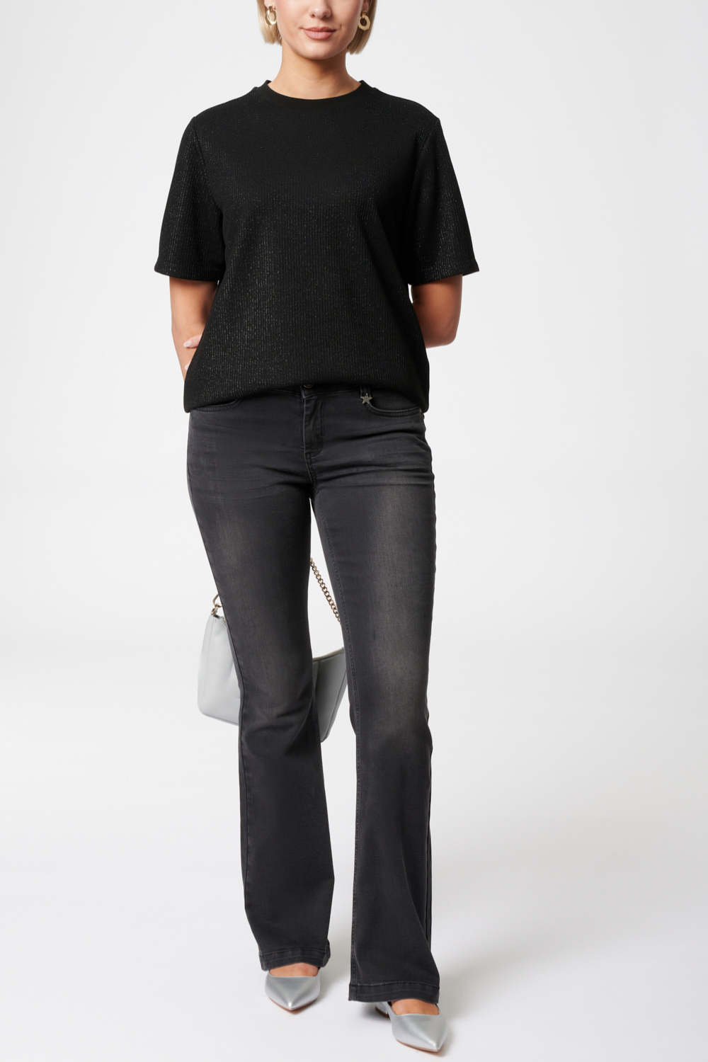 T-Shirt mit Glitzergarn black