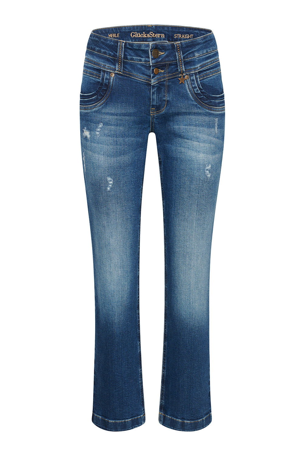 Merle – Straight Leg Jeans in Bremerblau mit mittlerer Leibhöhe