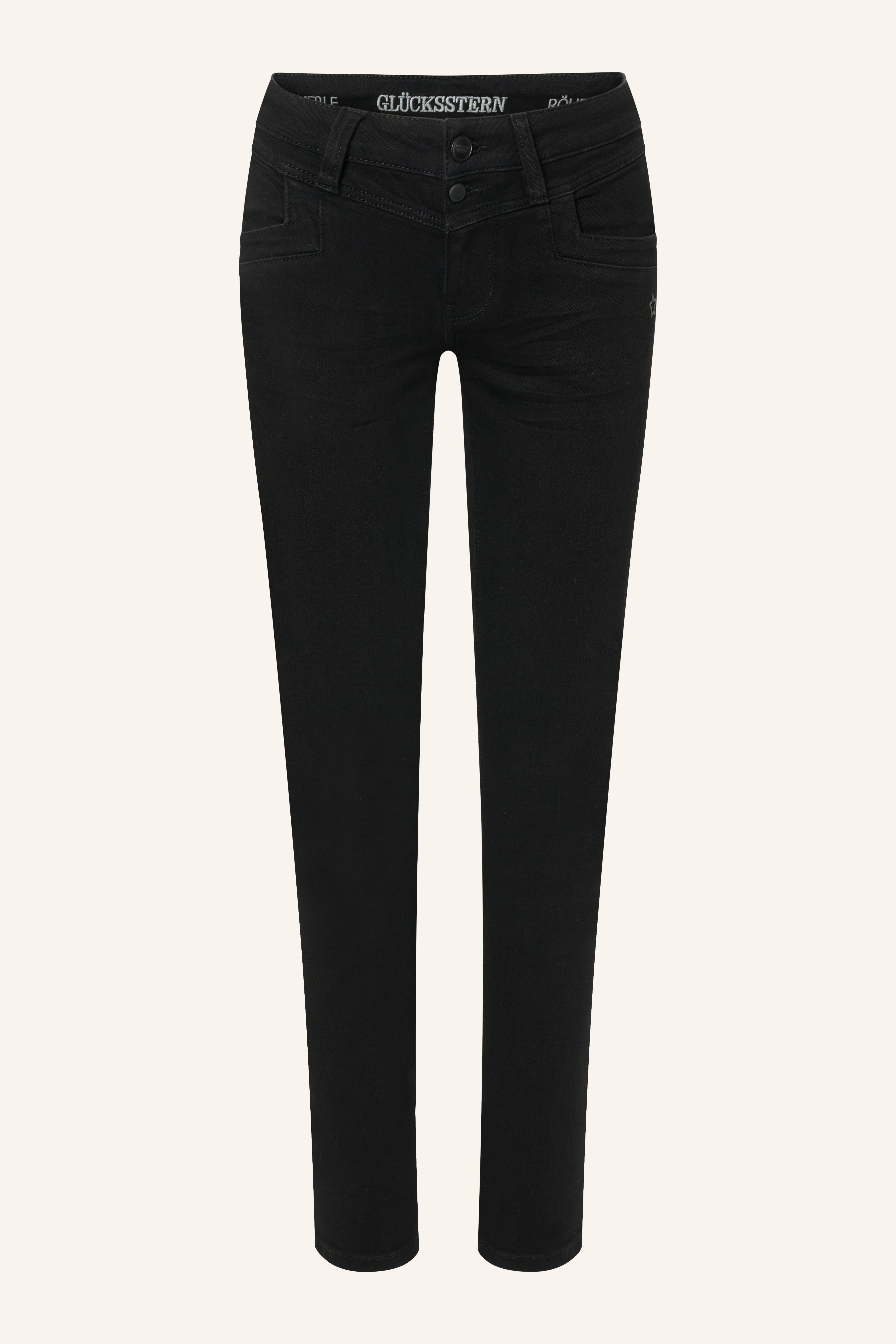 Merle – Slim Fit Jeans in almond black with a mid-rise waist