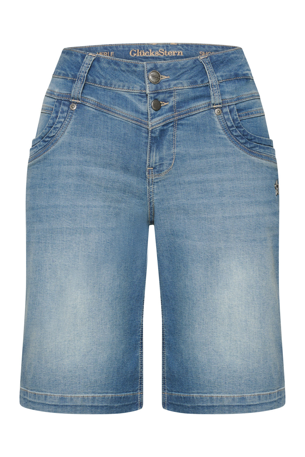 Merle – Straight Leg Bermuda in Hennablauer mit mittlerer Leibhöhe