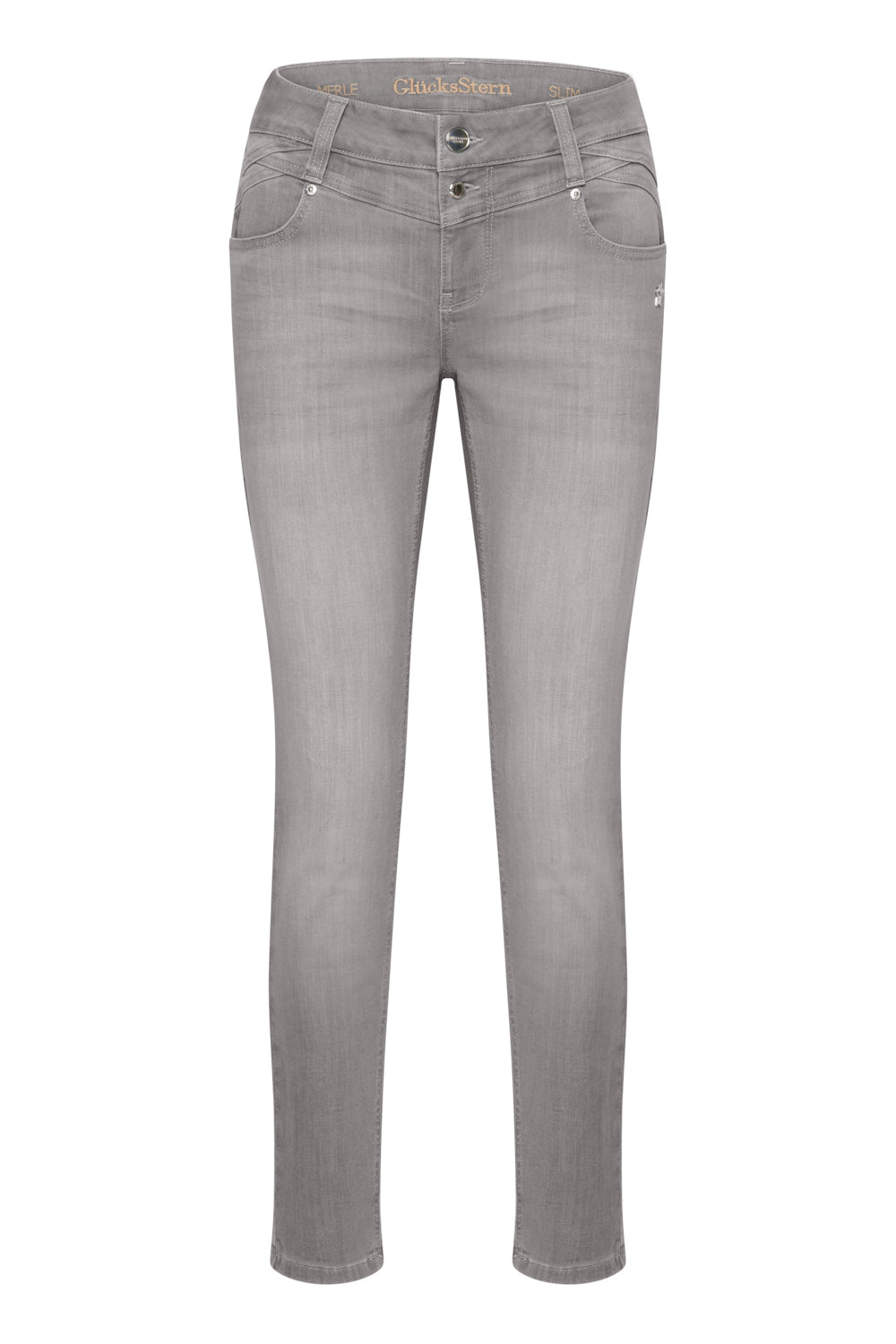 Merle – Slim Fit Hose in Steingrau mit mittlerer Leibhöhe