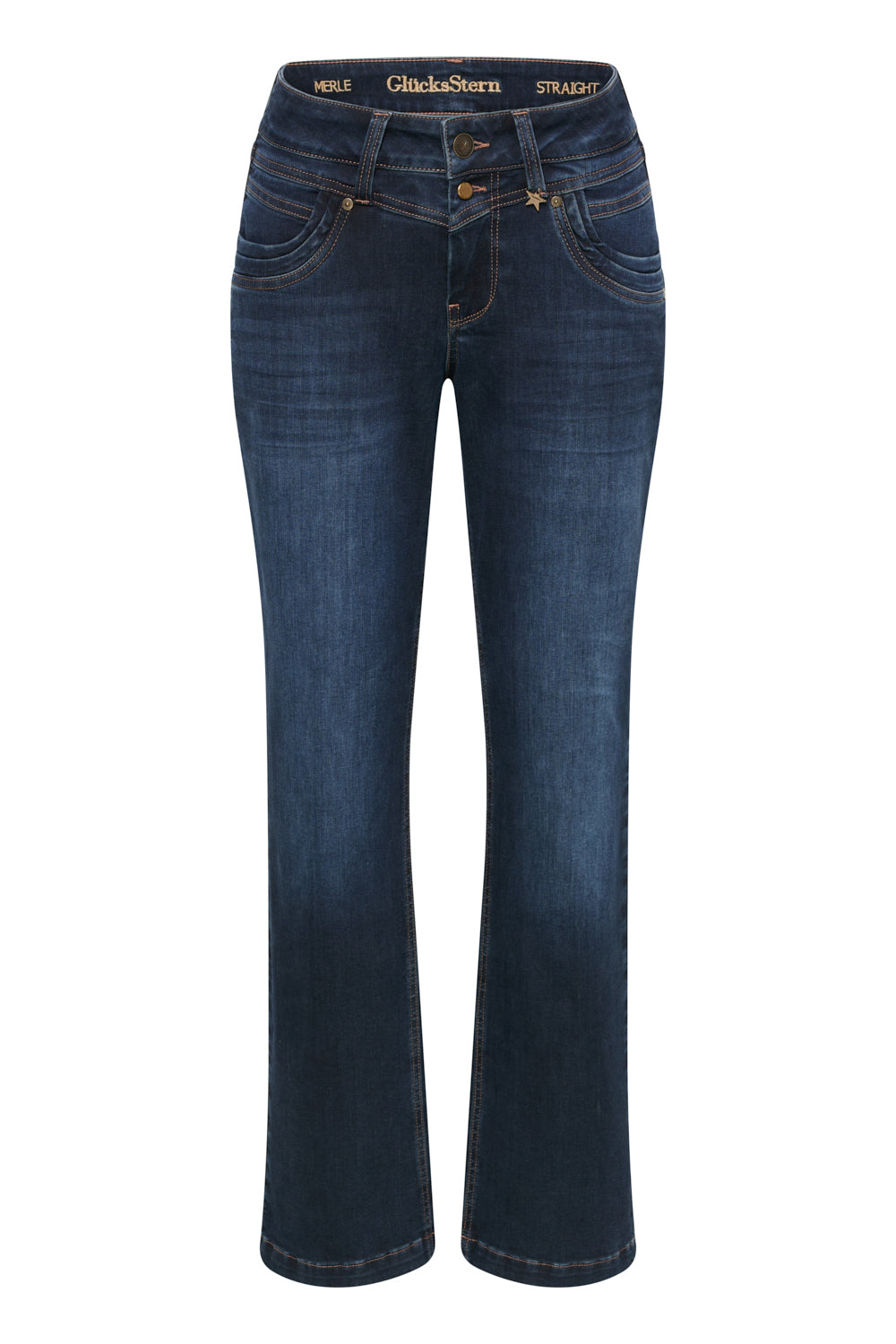 Merle – Straight Leg Jeans in Granitblau mit mittlerer Leibhöhe