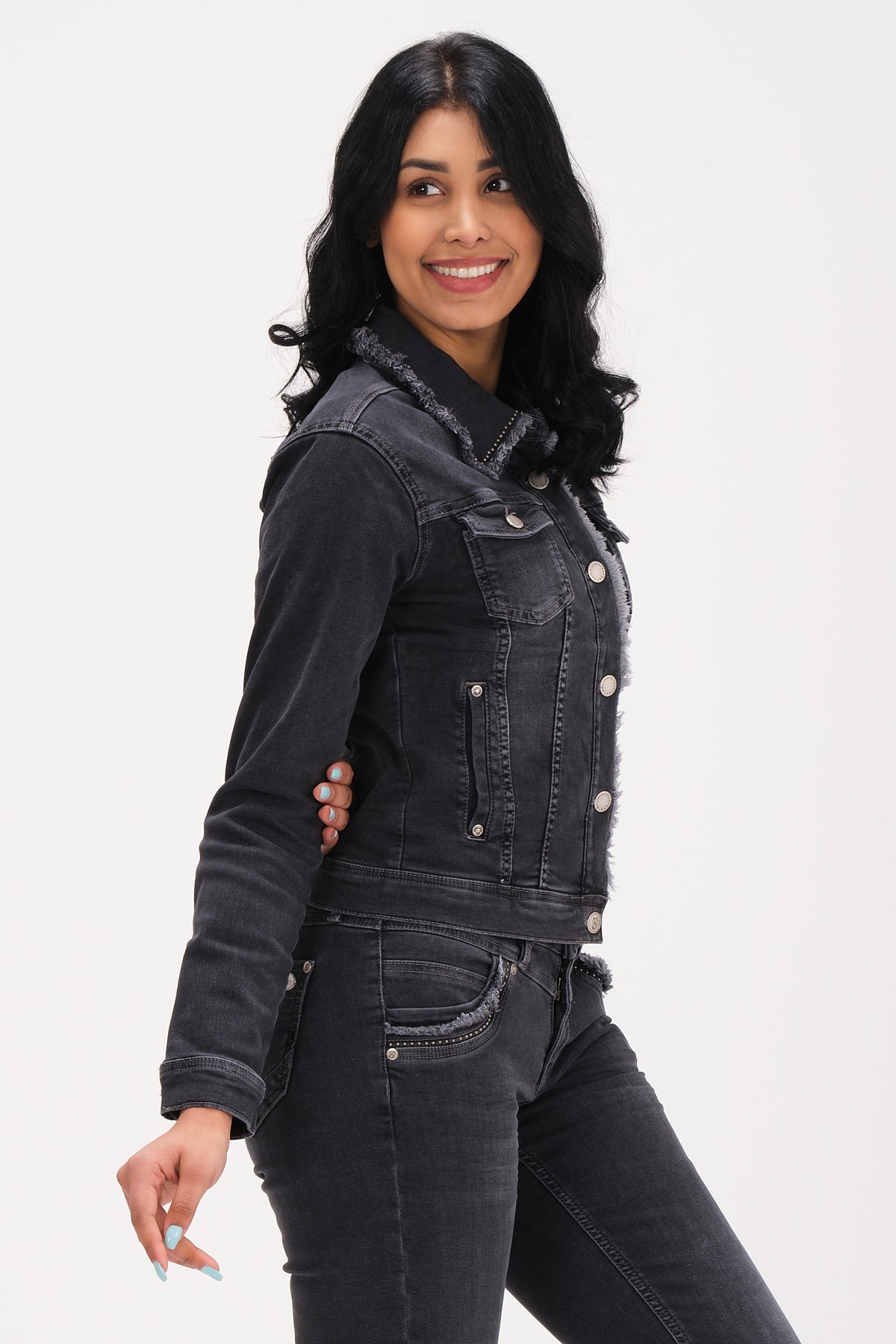 Jacket Frieda rivet grey