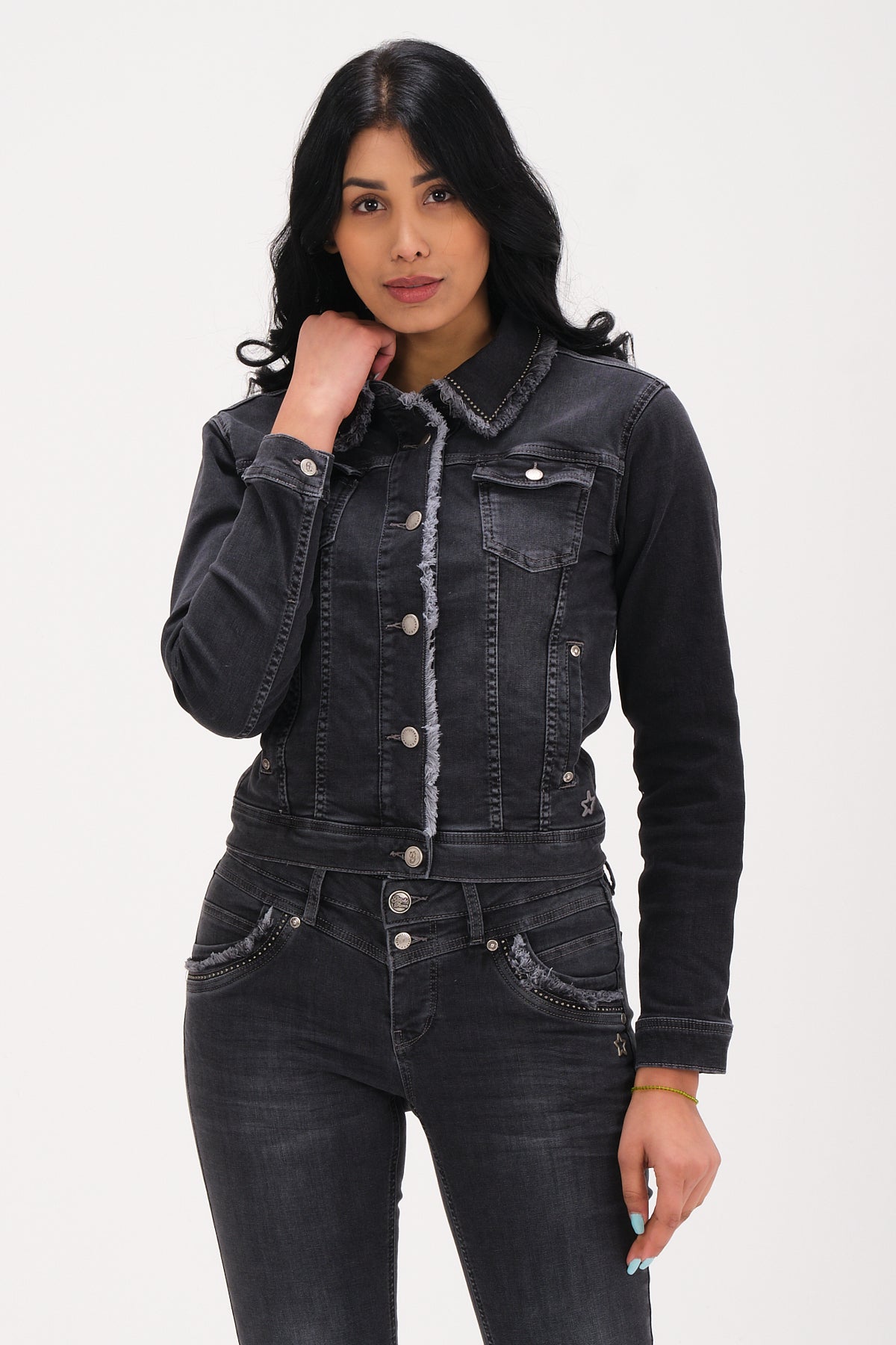 Jacket Frieda rivet grey