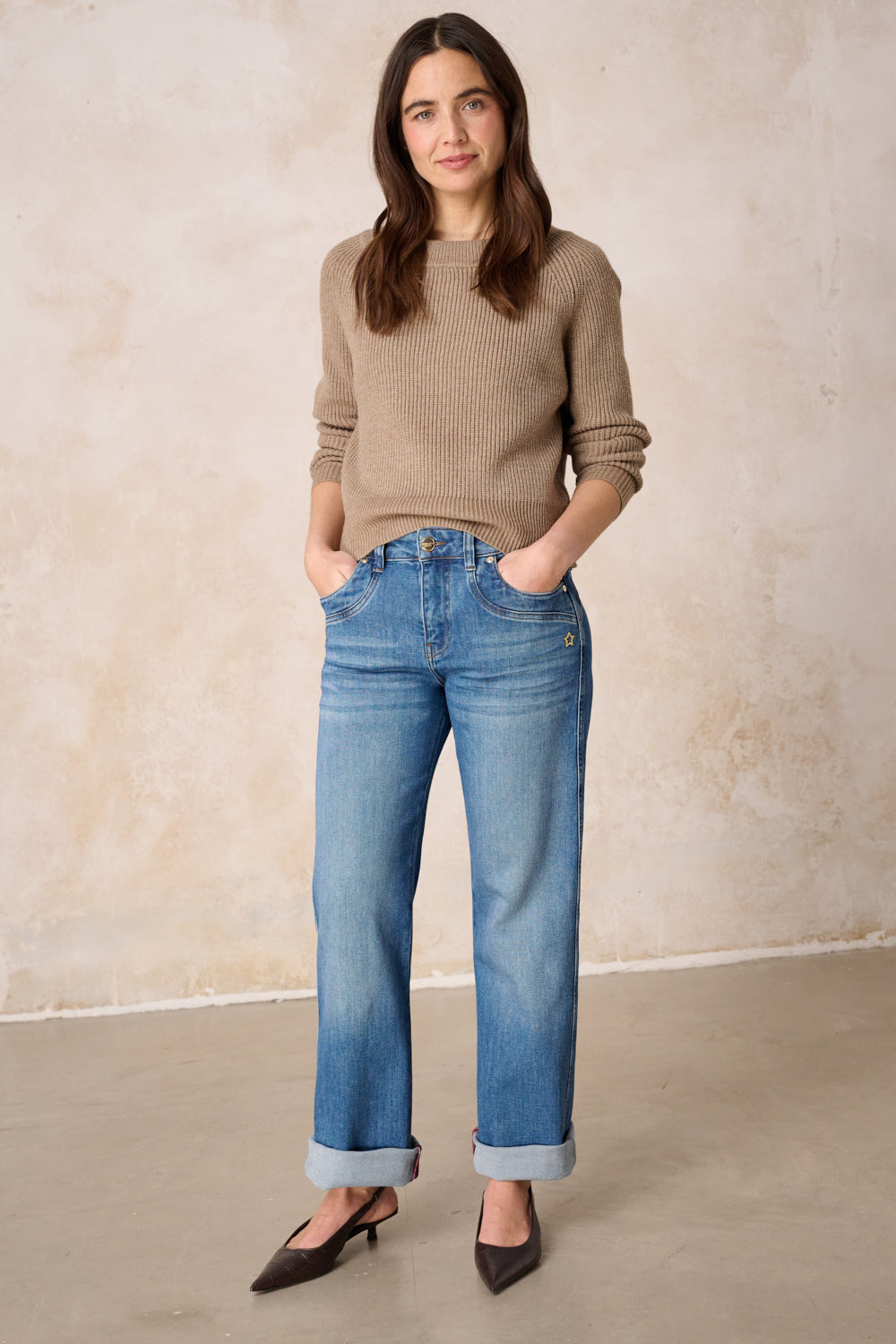 Clara – Flared Jeans in Zeynblau mit hoher Leibhöhe