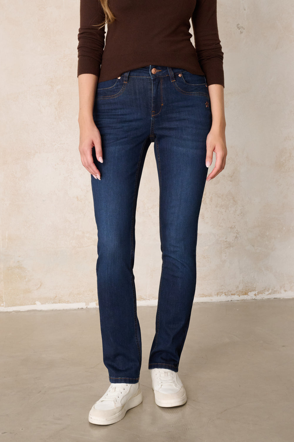 Celina Straight Leg Jeans - Königsblau & Stretch-Denim, hohe Leibhöhe
