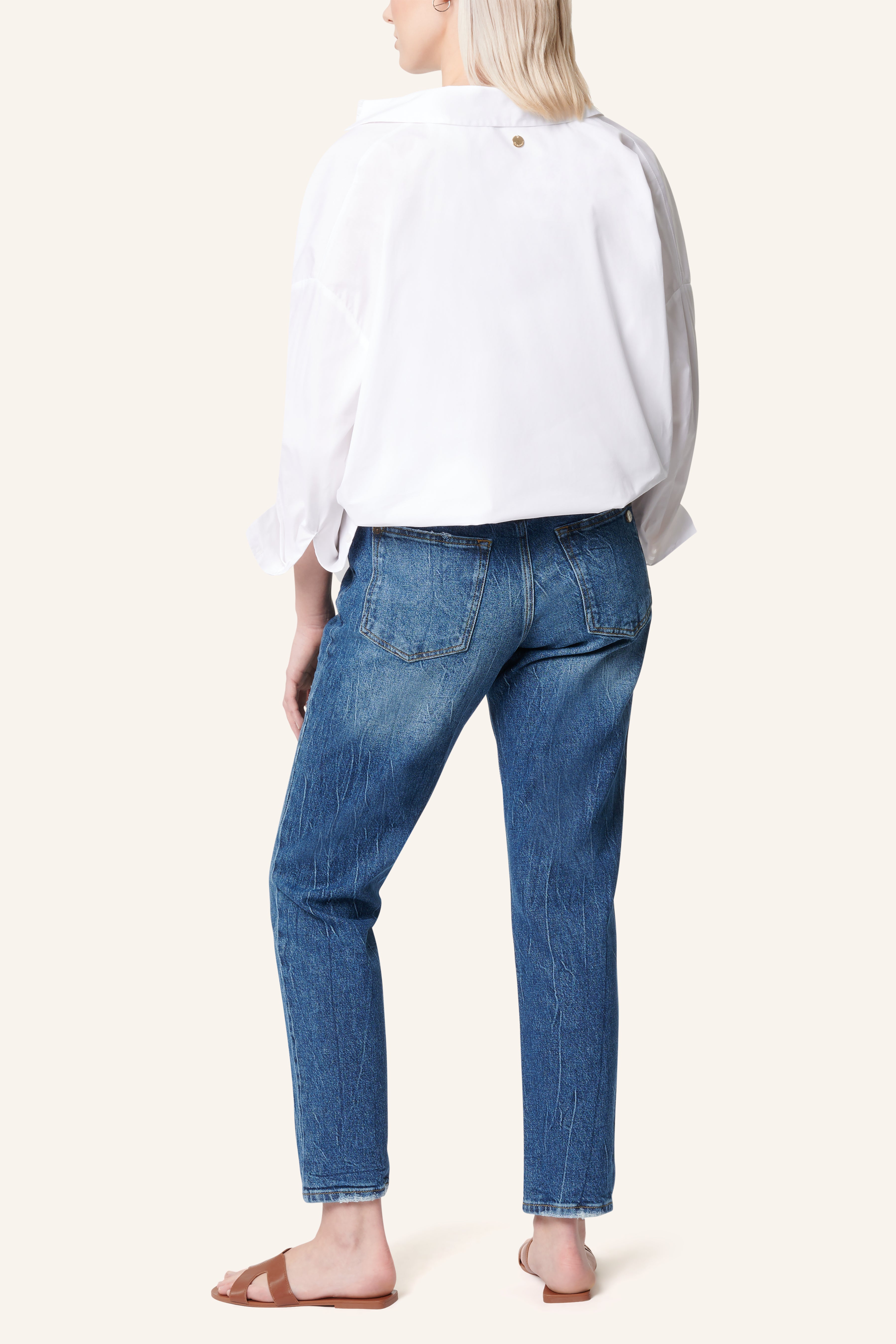 Serena - Boyfriend Jeans in Cadet Blue with a high waist