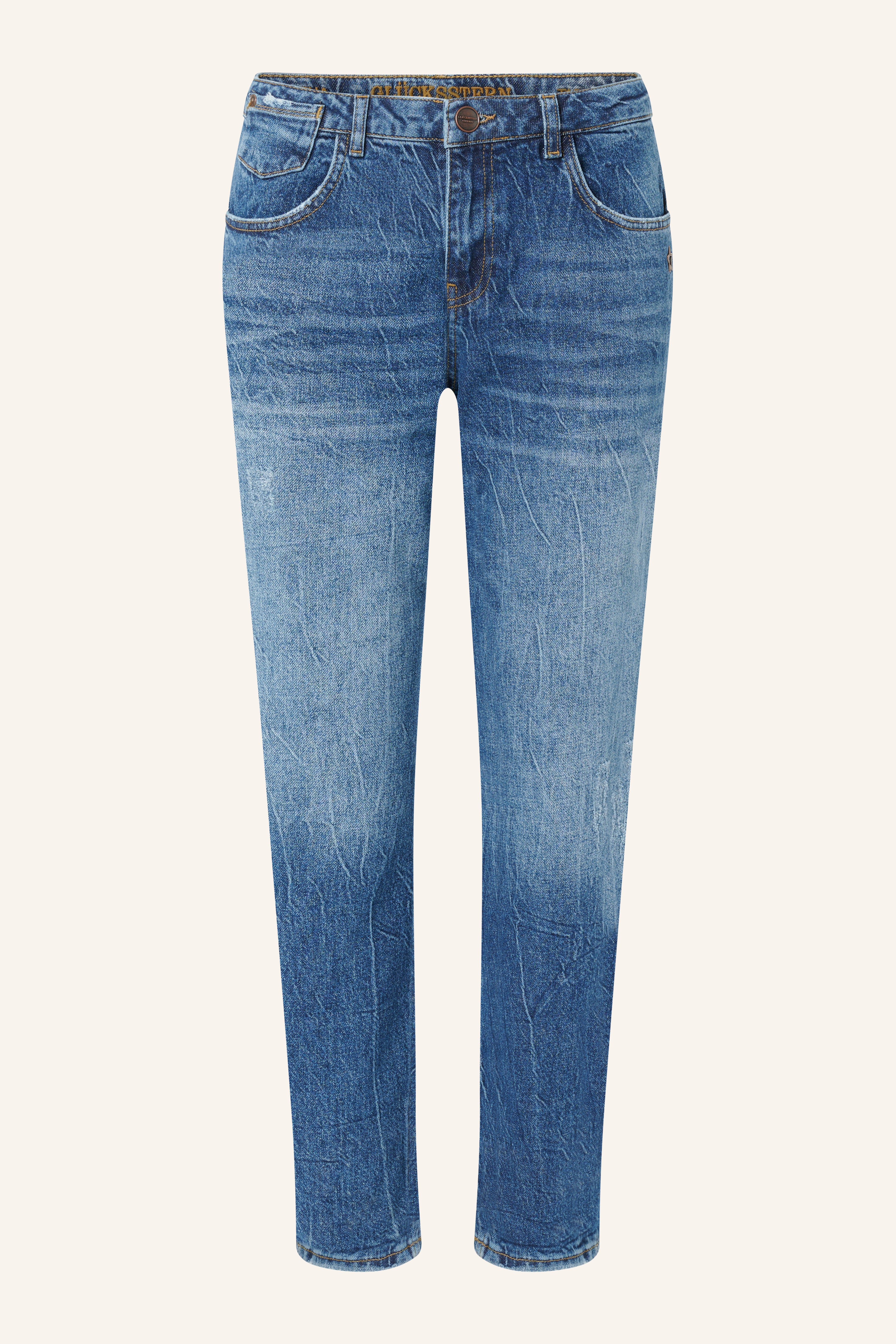 Serena - Boyfriend Jeans in Cadet Blue with a high waist