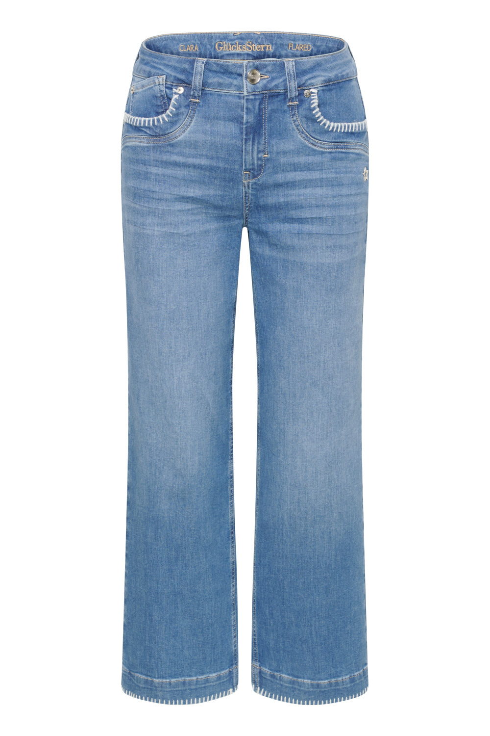 Clara – Flared Jeans in Sonnentanz mit hoher Leibhöhe