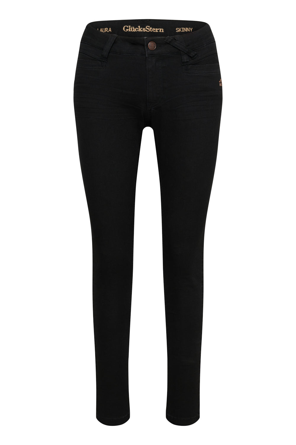 Laura Skinny Fit Jeans – Mandelschwarz & Soft Denim, hohe Leibhöhe