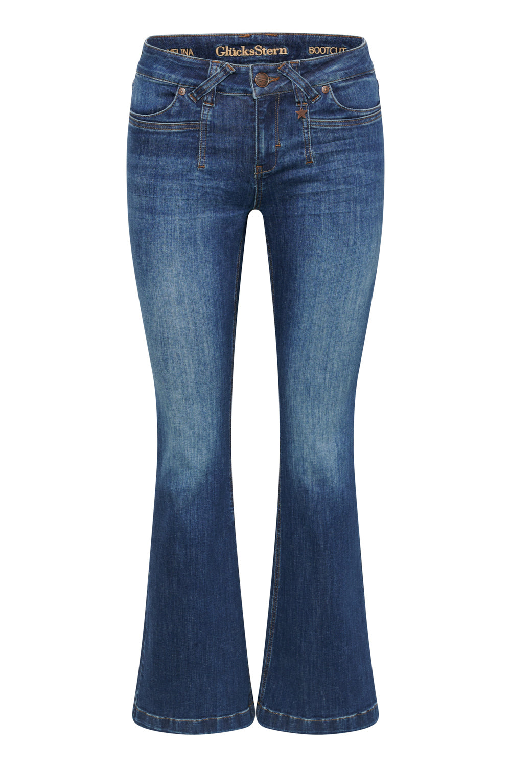 Melina â Bootcut jeans in Danube blue with a mid-rise waist