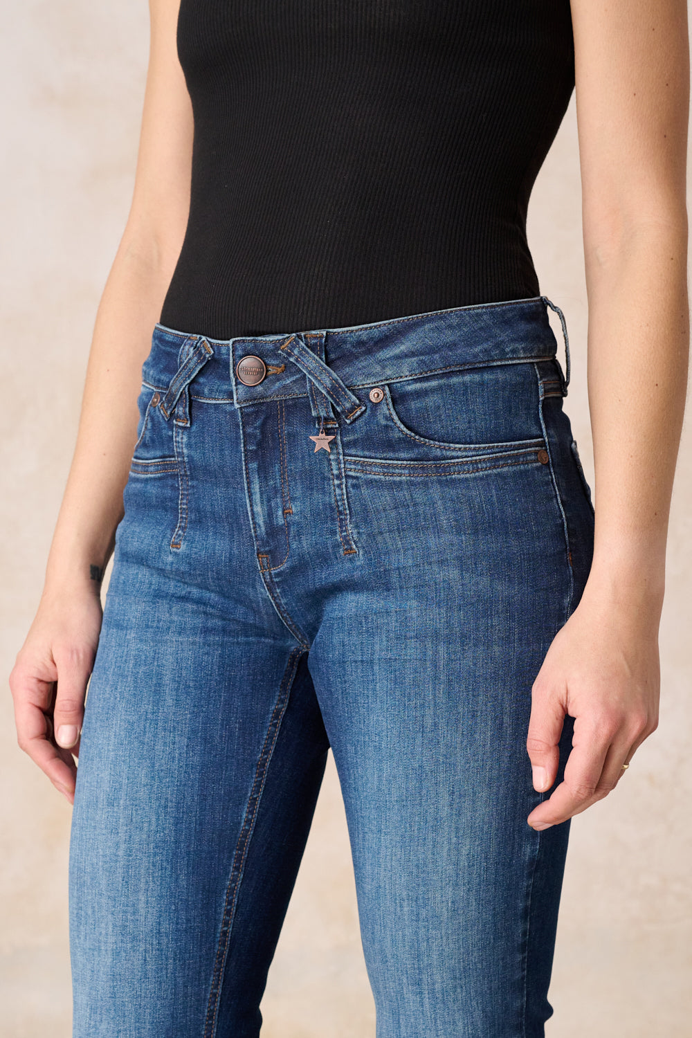 Melina â Bootcut jeans in Danube blue with a mid-rise waist