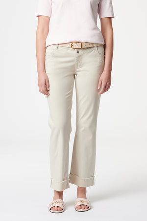 Merle – Straight Leg Hose in Leichtgrau mit mittlerer Leibhöhe