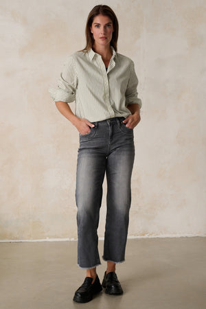Clara - Flared Jeans – Edelgrau (verkürzt)