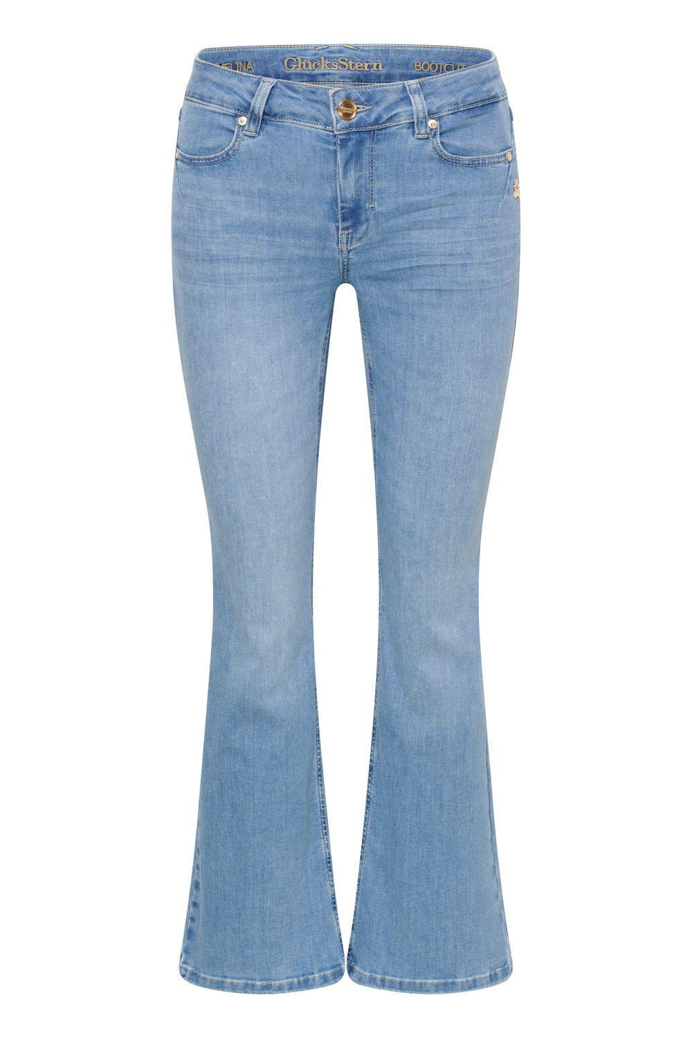 Melina – Bootcut Jeans in Kristallblau mit mittlerer Leibhöhe
