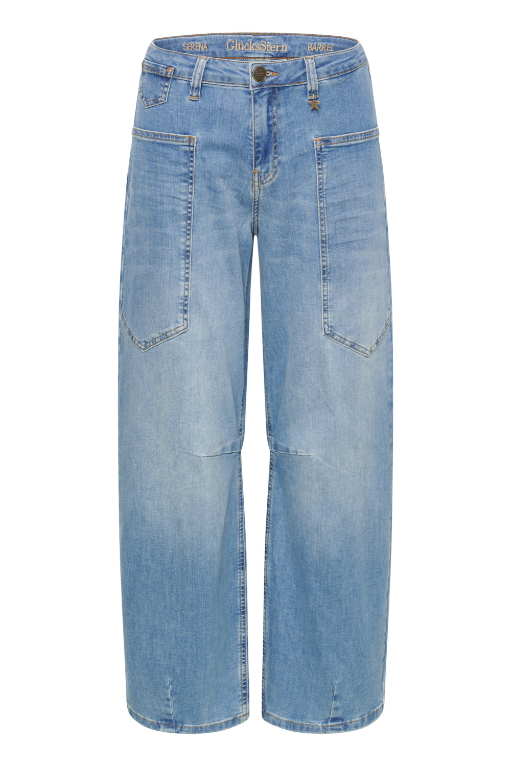 Serena – Barrel Jeans in Taschenblau mit hoher Leibhöhe