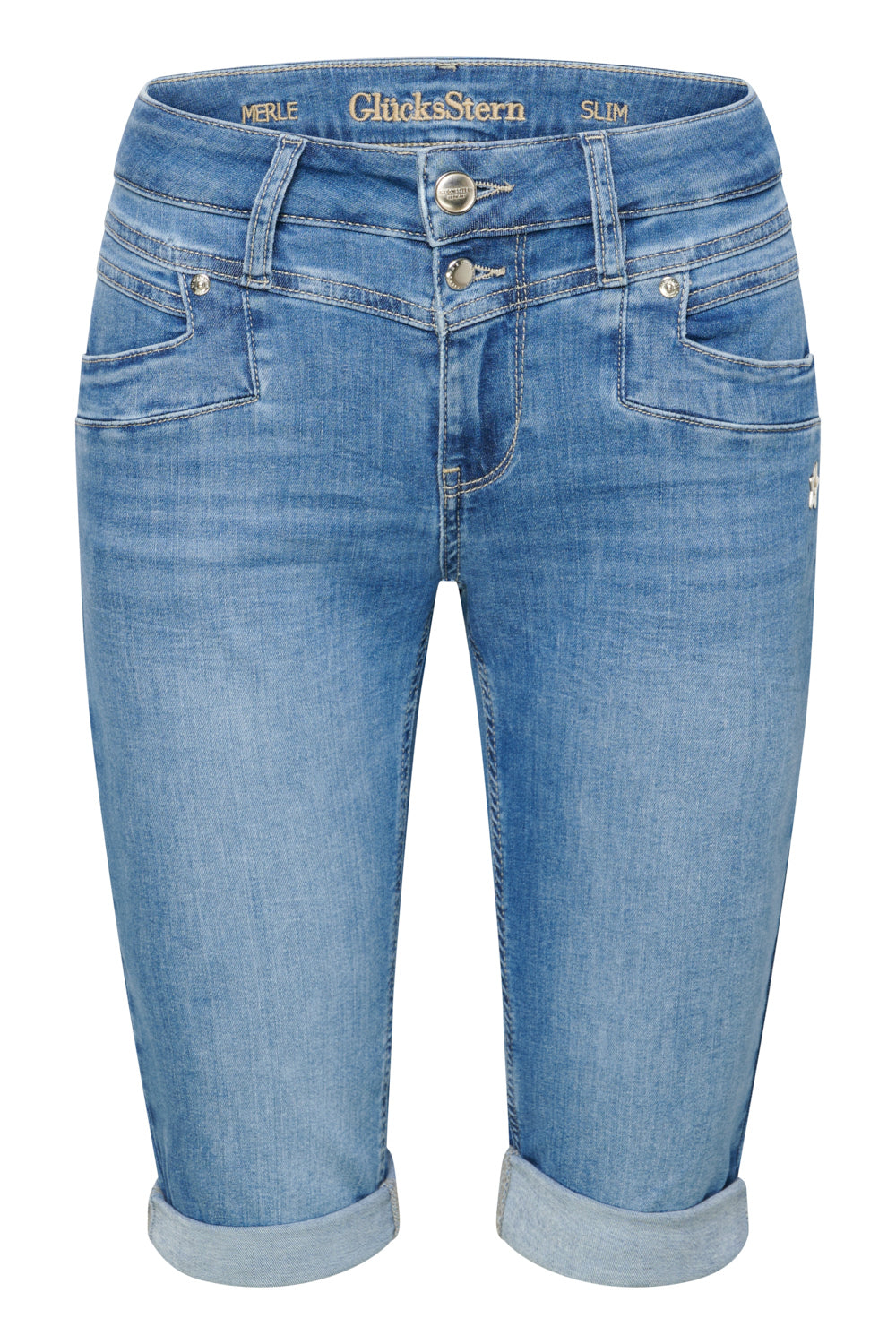 Merle – Slim Fit Bermuda in Holunderblau mit mittlerer Leibhöhe