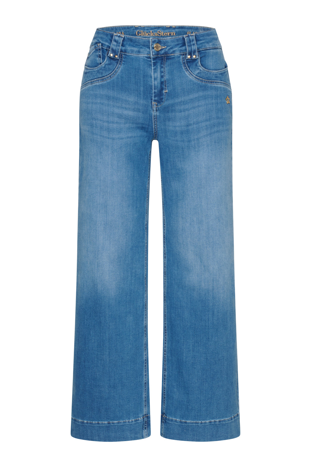 Clara - Flared Jeans in Sage Blue with High Waist