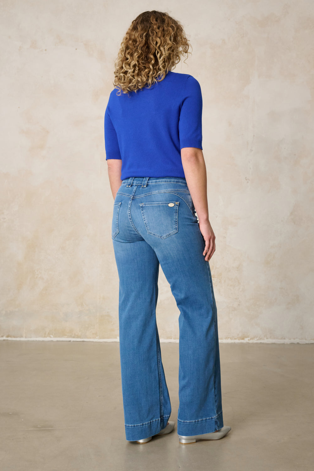 Clara - Flared Jeans in Sage Blue with High Waist
