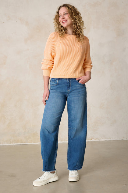 Serena Barrel Jeans - Wellenblau & Leichter Denim, hohe Leibhöhe