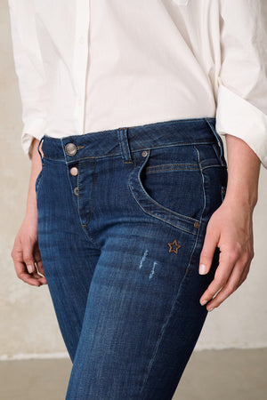 Petra Slim Fit Jeans - Donaublau & Soft Denim, niedrige Leibhöhe