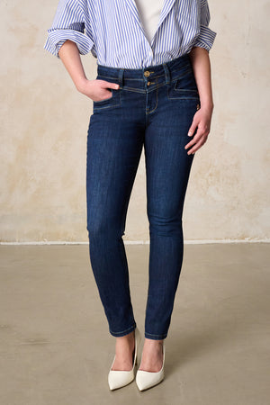 Merle Slim Fit Jeans – Wunschblau & Soft Denim, mittlere Leibhöhe