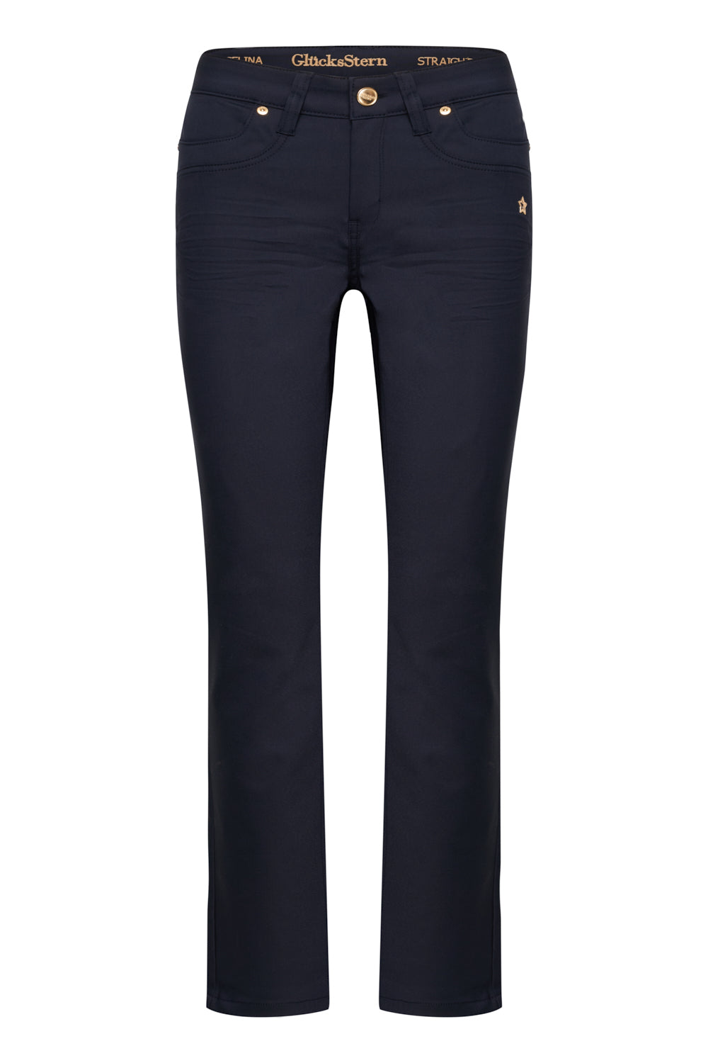 Celina Straight Leg Hose – Magdablau & Techno Stretch, hohe Leibhöhe
