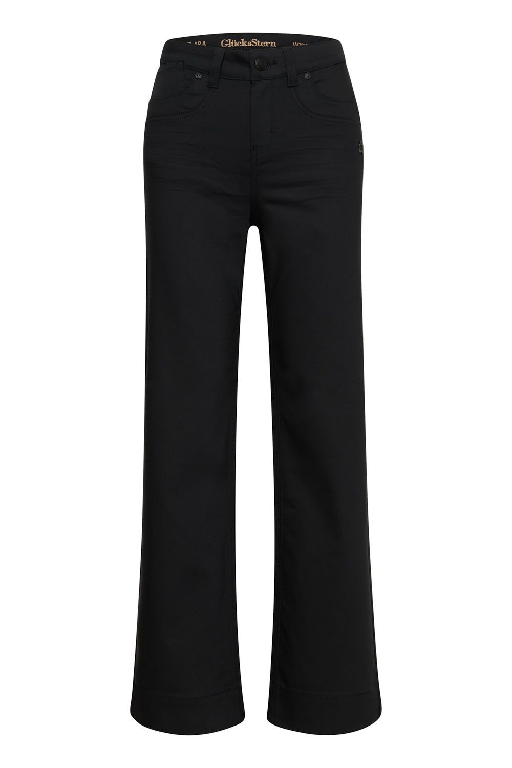 Clara Wide Leg Hose – Glasurschwarz & Techno Stretch, hohe Leibhöhe