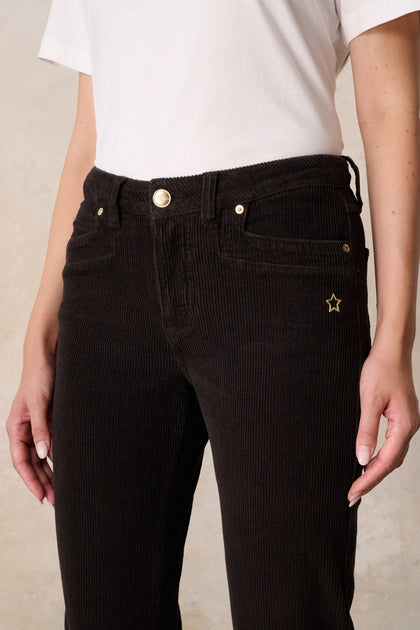 Tina Straight Leg Hose – Dunkelcord & Cord-Stretch, hohe Leibhöhe