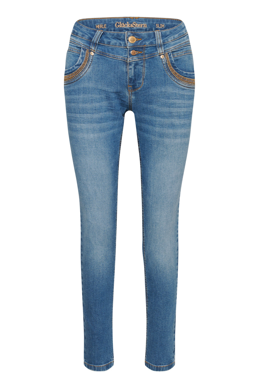 Merle – Slim Fit Jeans in Neckarblau mit mittlerer Leibhöhe