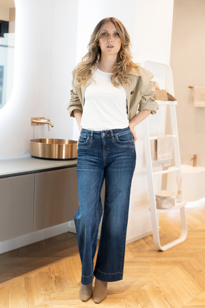 Clara Flared Jeans – Danube Blue & Soft Denim, High Rise
