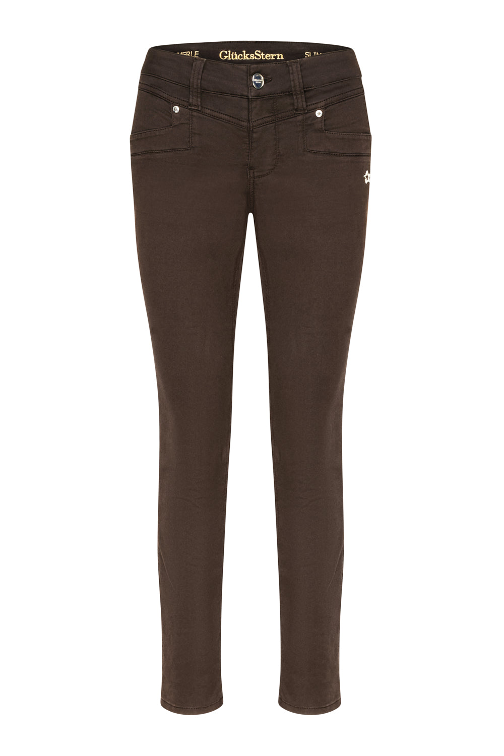 Merle Slim Fit Hose – Royalbraun & Baumwoll-Stretch, mittlere Leibhöhe
