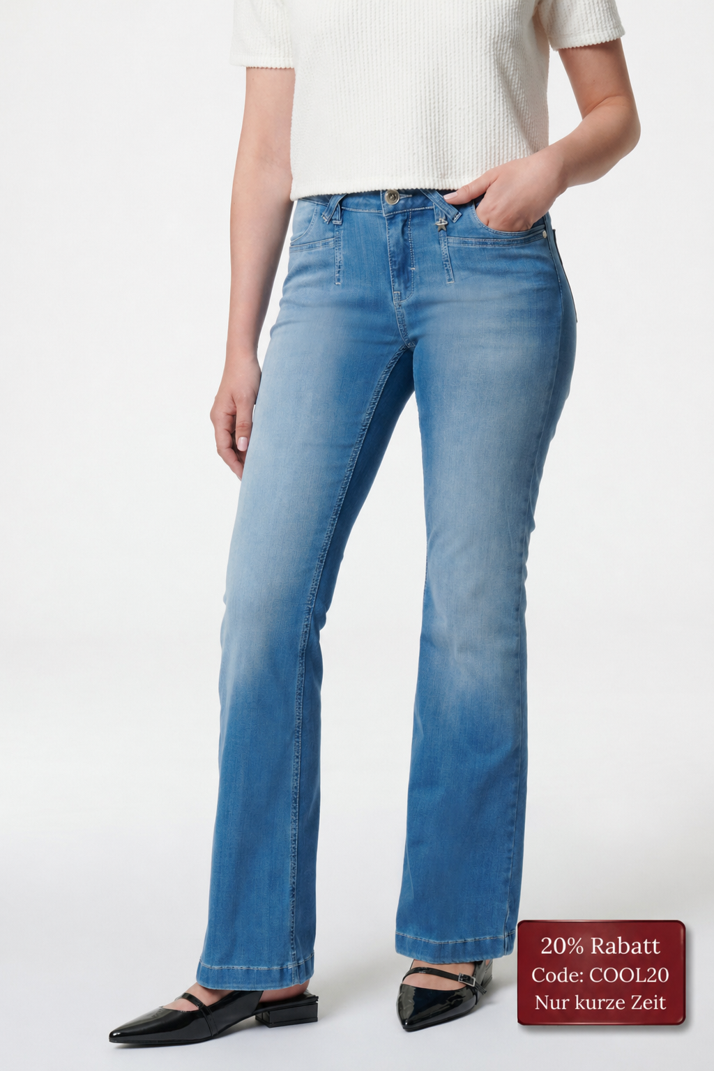 Melina - Bootcut Jeans Halbechtblau mit mittlerer Leibhöhe
