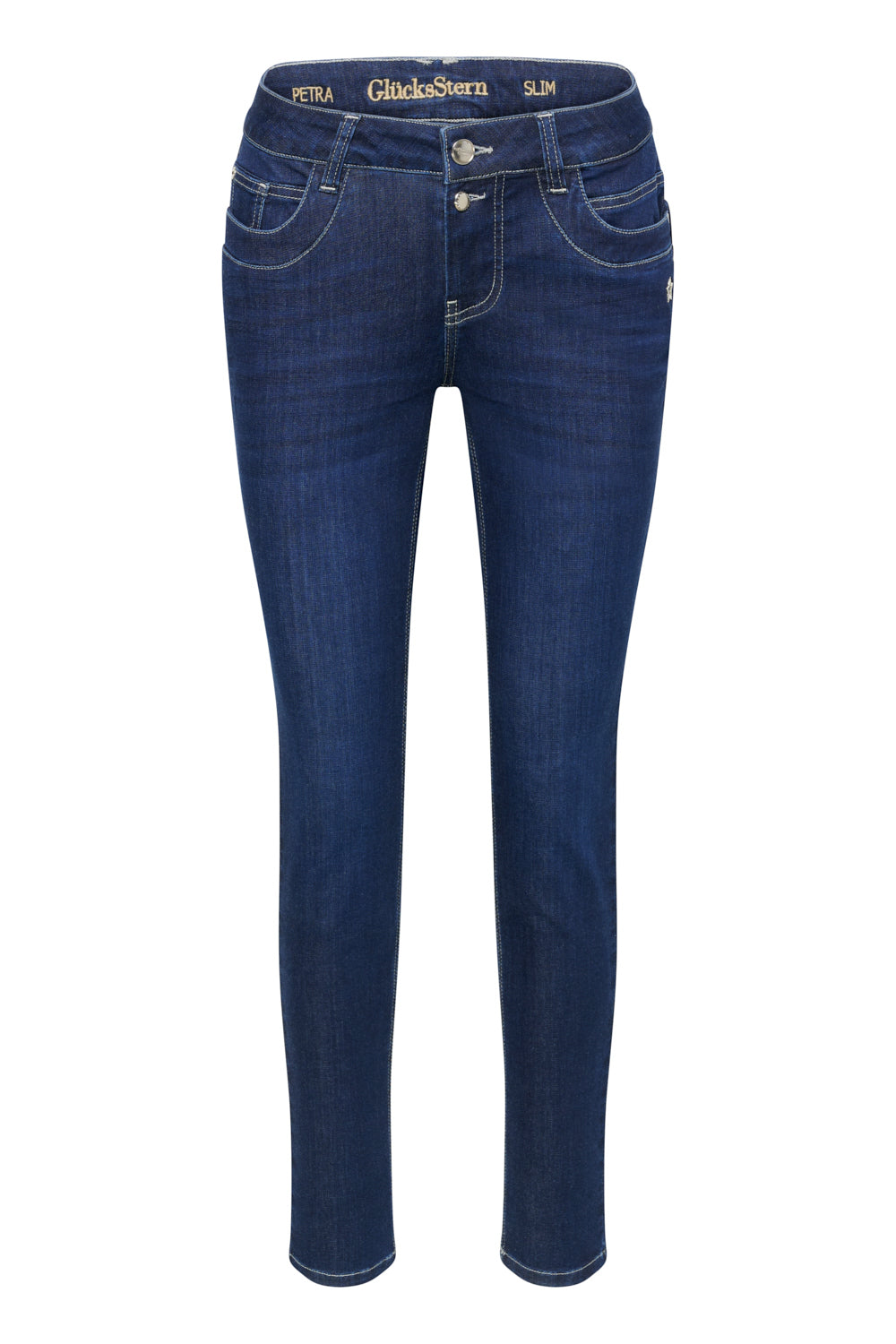 Petra – Slim Fit Jeans in Kühlblau mit niedriger Leibhöhe